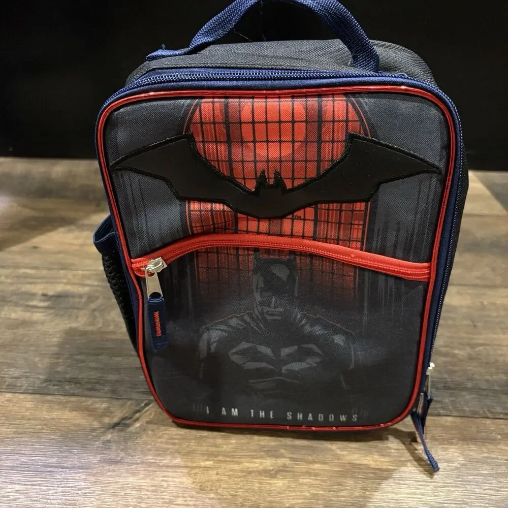 Batman Insulated Lunch Tote Box Kids Black Red “I Am The Shadows” DC Comics